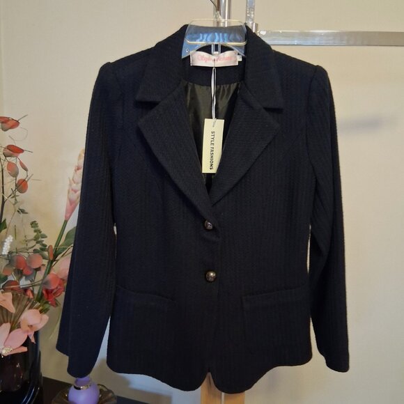 NWT Comfy Lined Navy Blue Blazer Jacket Spring Fall Winter Jackets Tag Size S - Picture 7 of 11